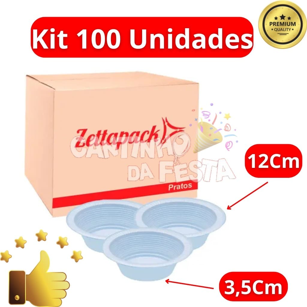 100 Prato Cumbuca Descartável Fundo 12cm Branco Pequena