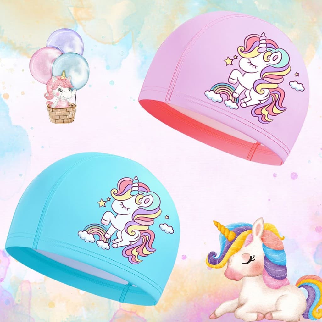 Touca De Natação Infantil Treino Piscina Profissional Unicornio