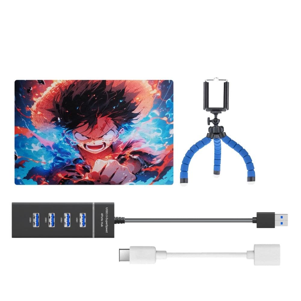 Kit Mobilador Tripé Com Hub USB 3.0 Cabo OTG Tipo C + Mouse Pad Games Anime