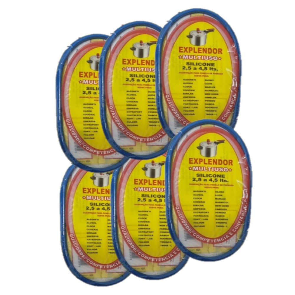 Kit 6 Borracha panela de pressão Silicone universal 4,5lts