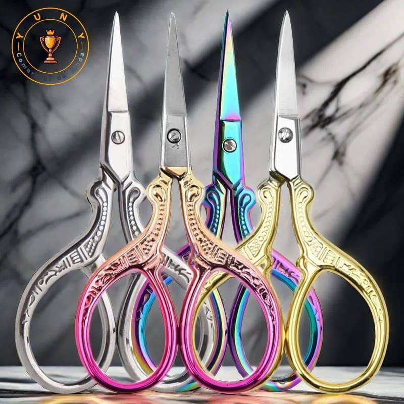 Kit 1/4 Peças Tesoura Para Corte Bordado Unha Inox 9x5 cm Multiuso Profissional
