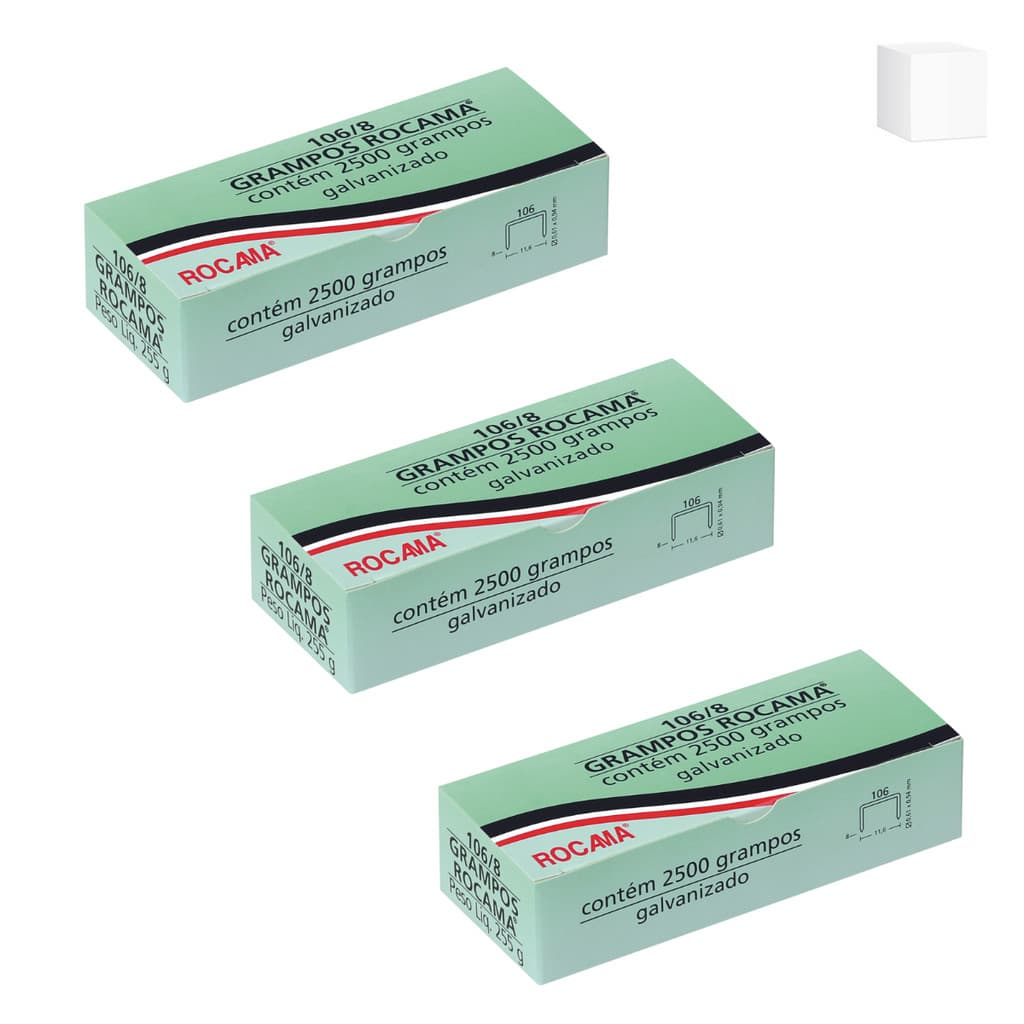 Kit Grampo 106/8 Galvanizado Rocama (3 x 2500 grampos)