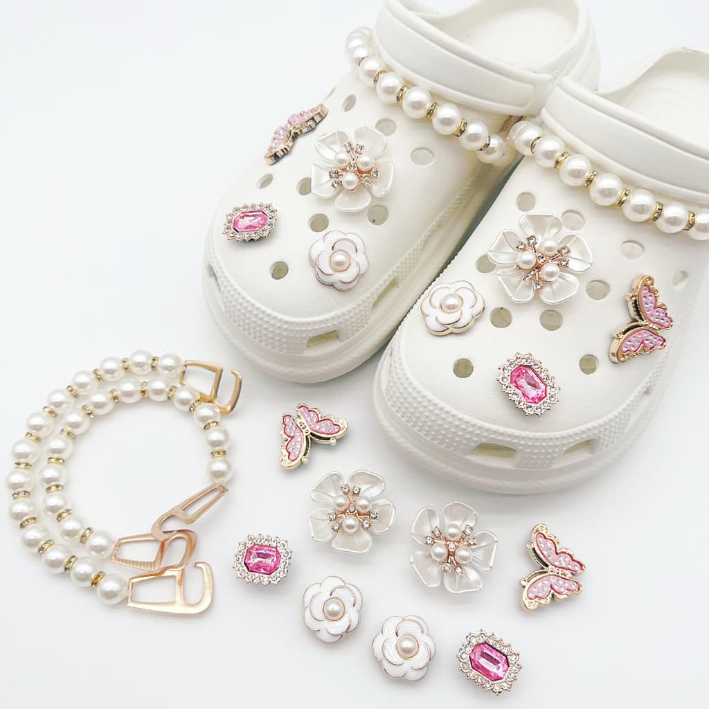 10pcs Retro Pearl Shoe Charms Jewelry Buckles Destacável & Decorativo com Glamour Intemporal