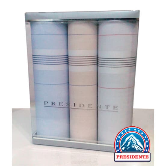 Kit 3 Lenços Presidente Puro Algodão 44 X 44 Masculino Finos 3800