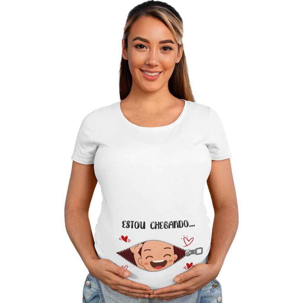 Camiseta Gestante Estou Chegando Papai Chá De Bebê Grávida