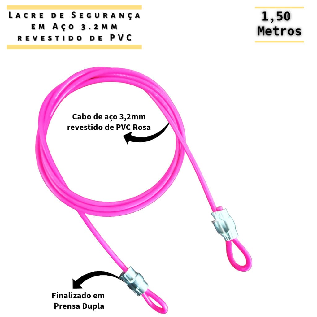 1 Lacre Segurança Collor Multiuso 1,50 Metros Cabo de Aço Revestido Bag Bike Bagagem Bolsa