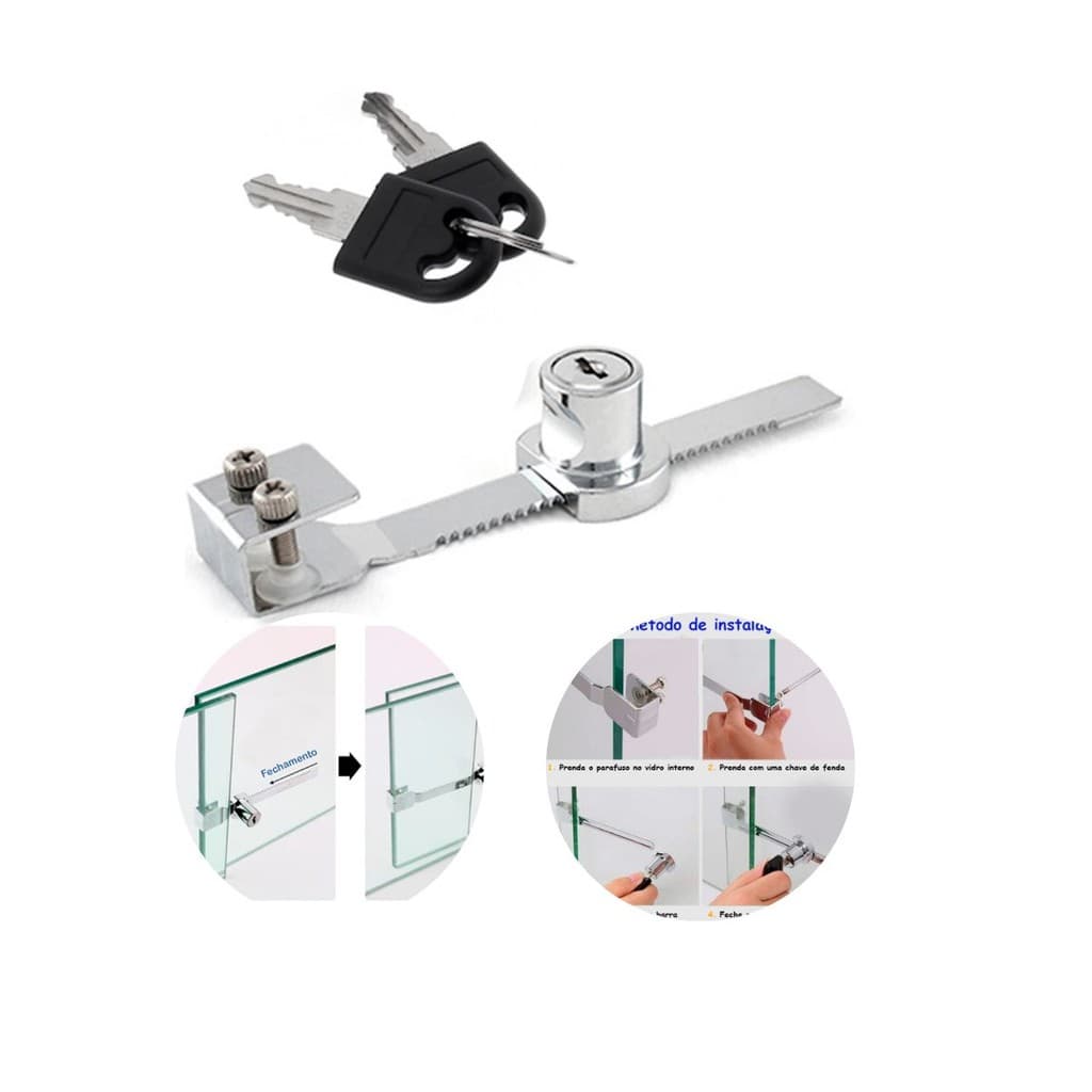Fechadura Para Vitrine Freezer Trava Jacaré 140mm Cromada
