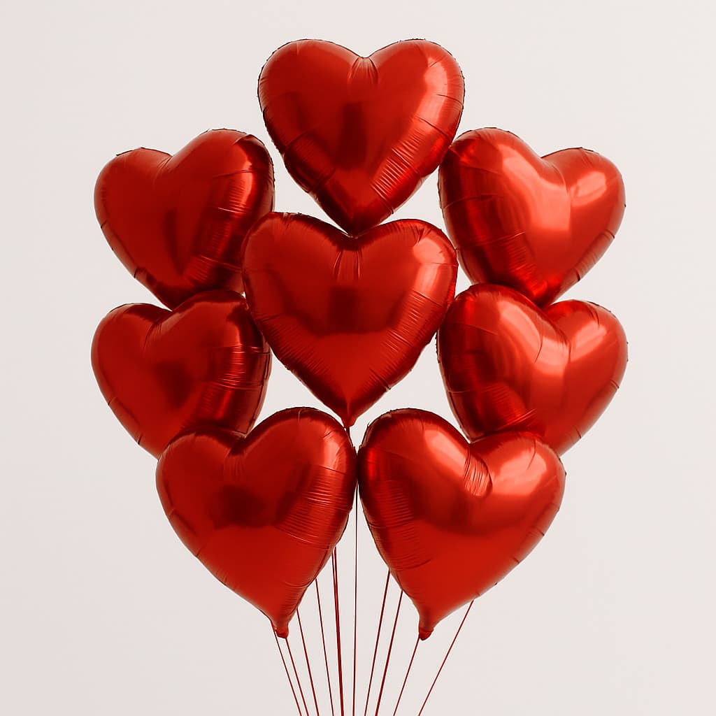 Kit 50 Balões Coração Metalizado 21cm Médio Centro Mesa Vermelho Decoração Dia Mães Namorado Festa