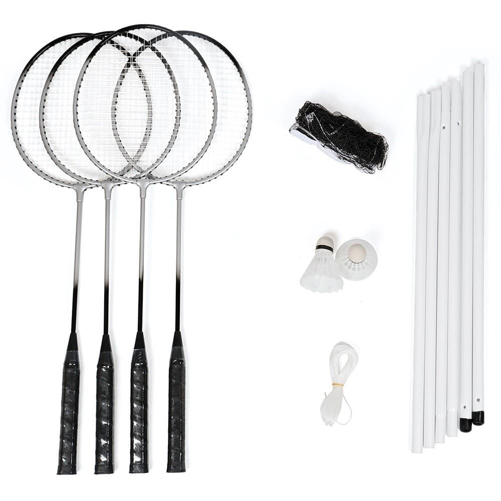 Kit Badminton Hyper Lazer Completo com 04 Raquetes 02 Petecas Rede e Postes