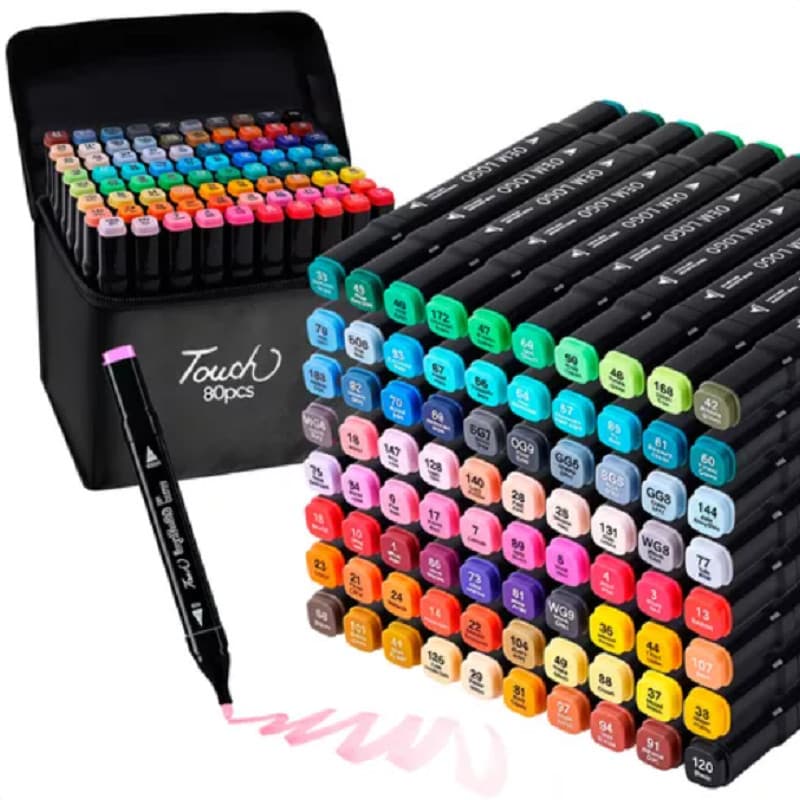 Kit 80un Canetas Canetinhas Ponta Dupla Para Desenhos Artísticos Pintura
