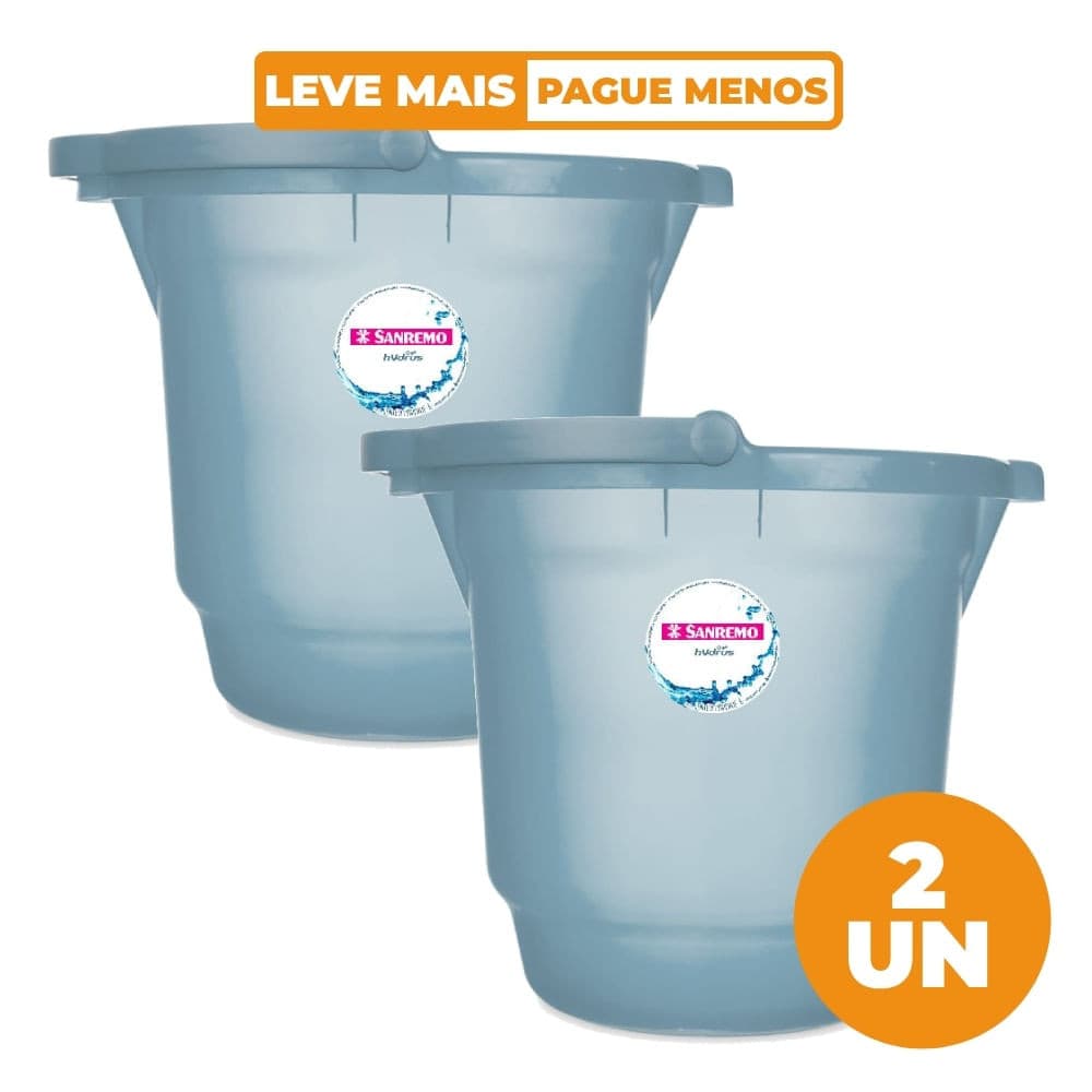 Kit 2 Baldes Plásticos Azul com Alça 12L Hydrus Sanremo