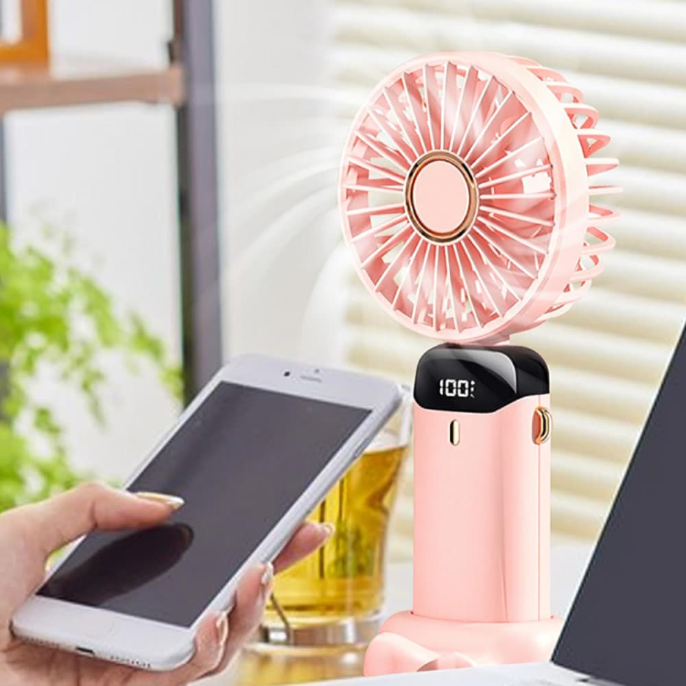 Ventilador Portátil mini Pequeno Dobrável digital De Escritório Presente USB Carregando Bateria com 5 Modos