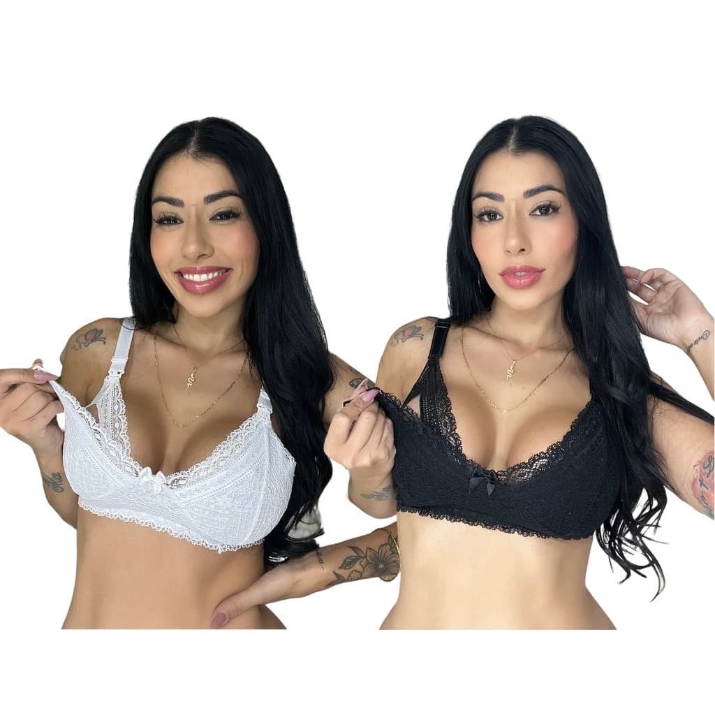 Kit 2 Sutiã Lingerie Amamentação Todo Renda Reforçado Gestante Pós Parto