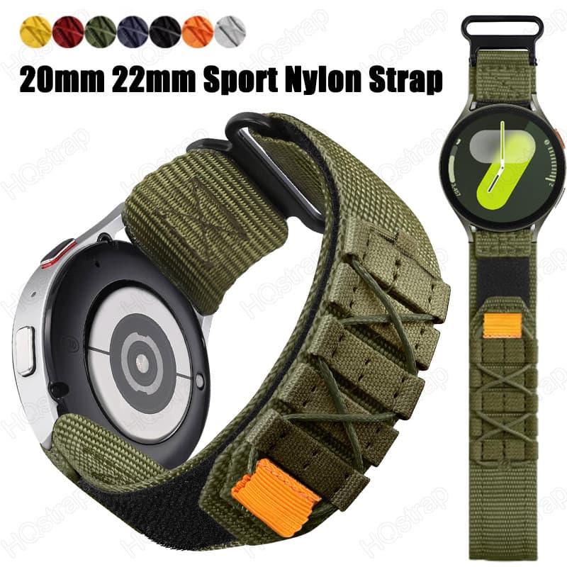Pulseira Tática De Relógio De Nylon , 20mm 22mm , Universal Esportiva Para Galaxy Watch 7/6/5/4/3 Clássico