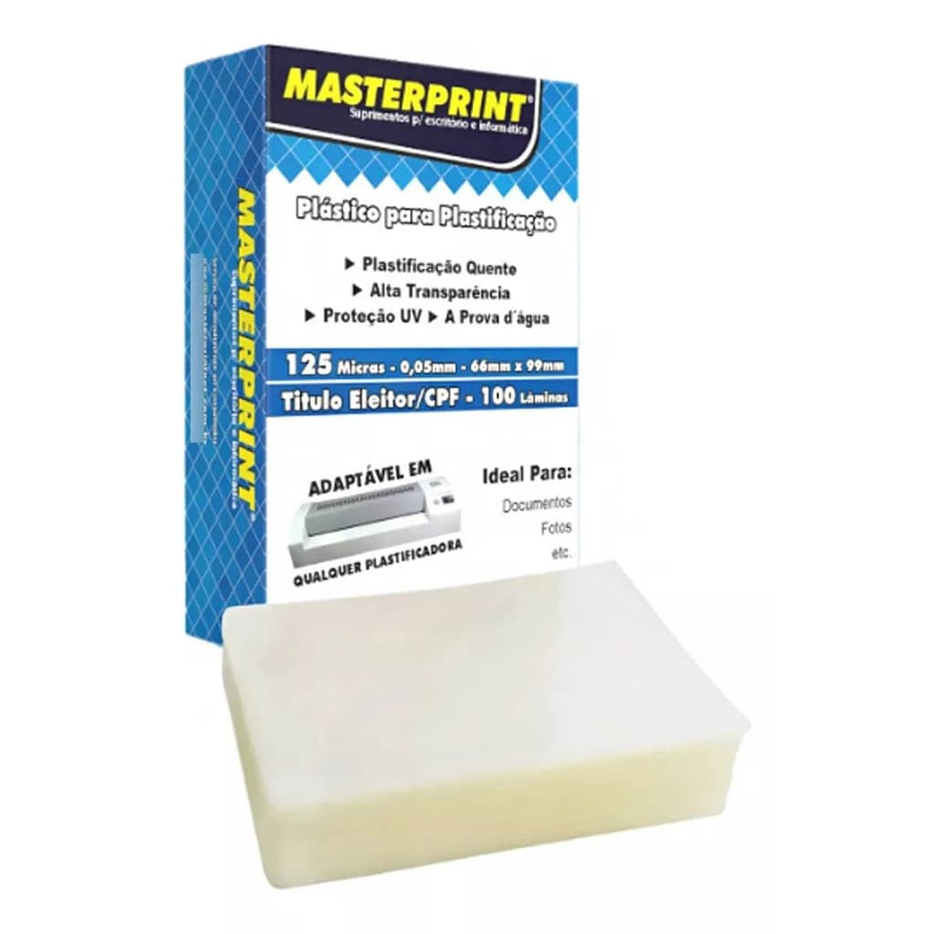 Plastico para plastificação 66x99 125 Micra Cpf Título 100 Folhas