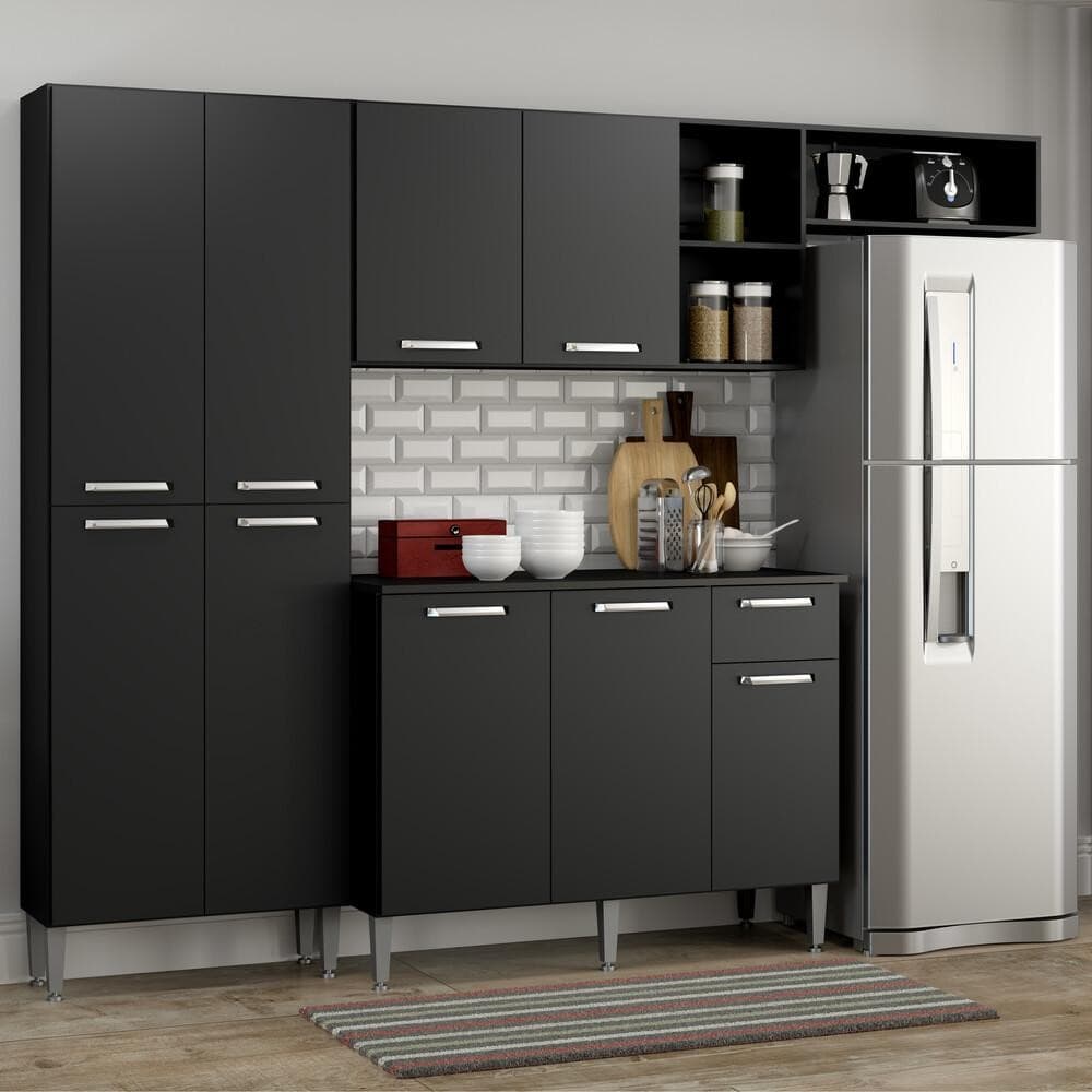 Armário de Cozinha Compacta Completa Pequim Multimóveis V2933 com balcão incluso 1 ANO de Garantia