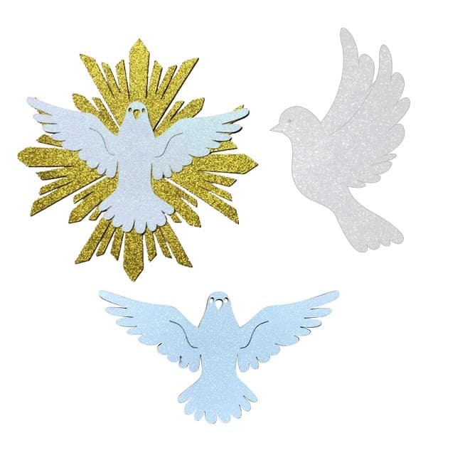 Mini painel EVA glitter pomba paz-decoração batizado