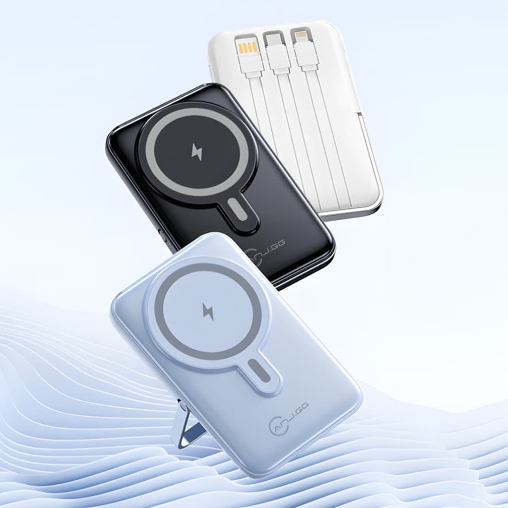 Power Bank 10000mAh Magnético com Suporte – Carregamento Rápido 22,5W, Sem Fio 15W