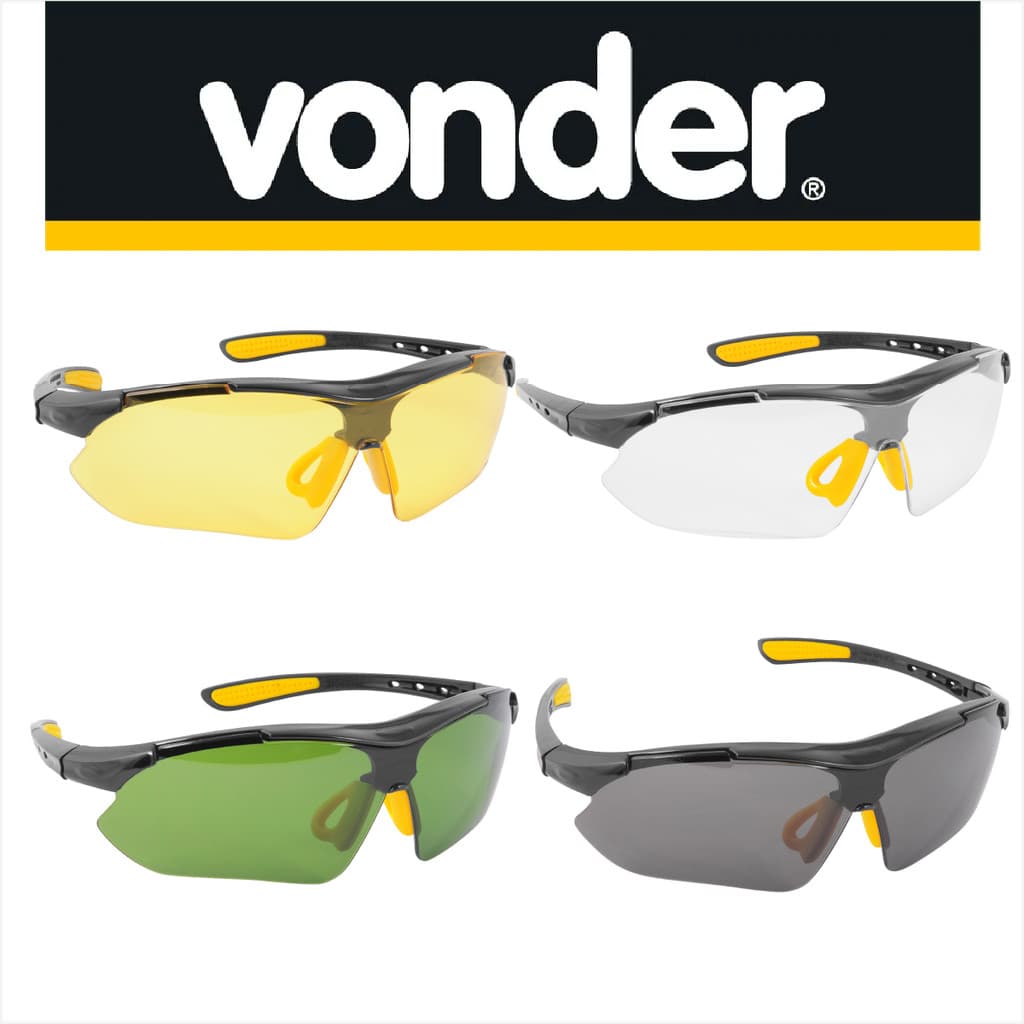 Kit óculos de proteção e segurança Boxer Vonder EPI Policarbonato resistente a alto impacto