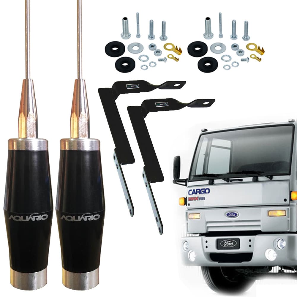 2 Antena Px Marinox 1,40 Metros Suporte Ford Cargo Parafusos