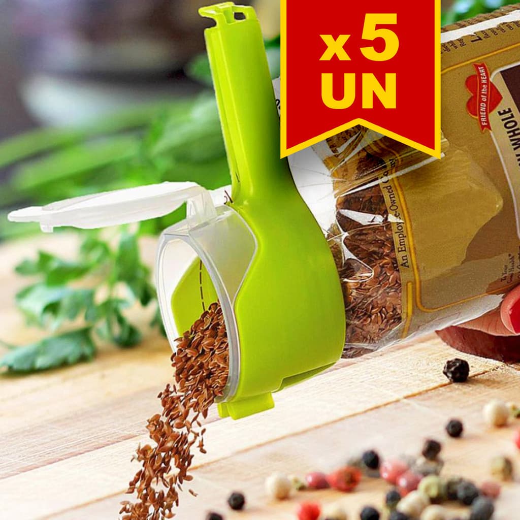 Kit 5 Fechadores de embalagens Presilha com Tampa