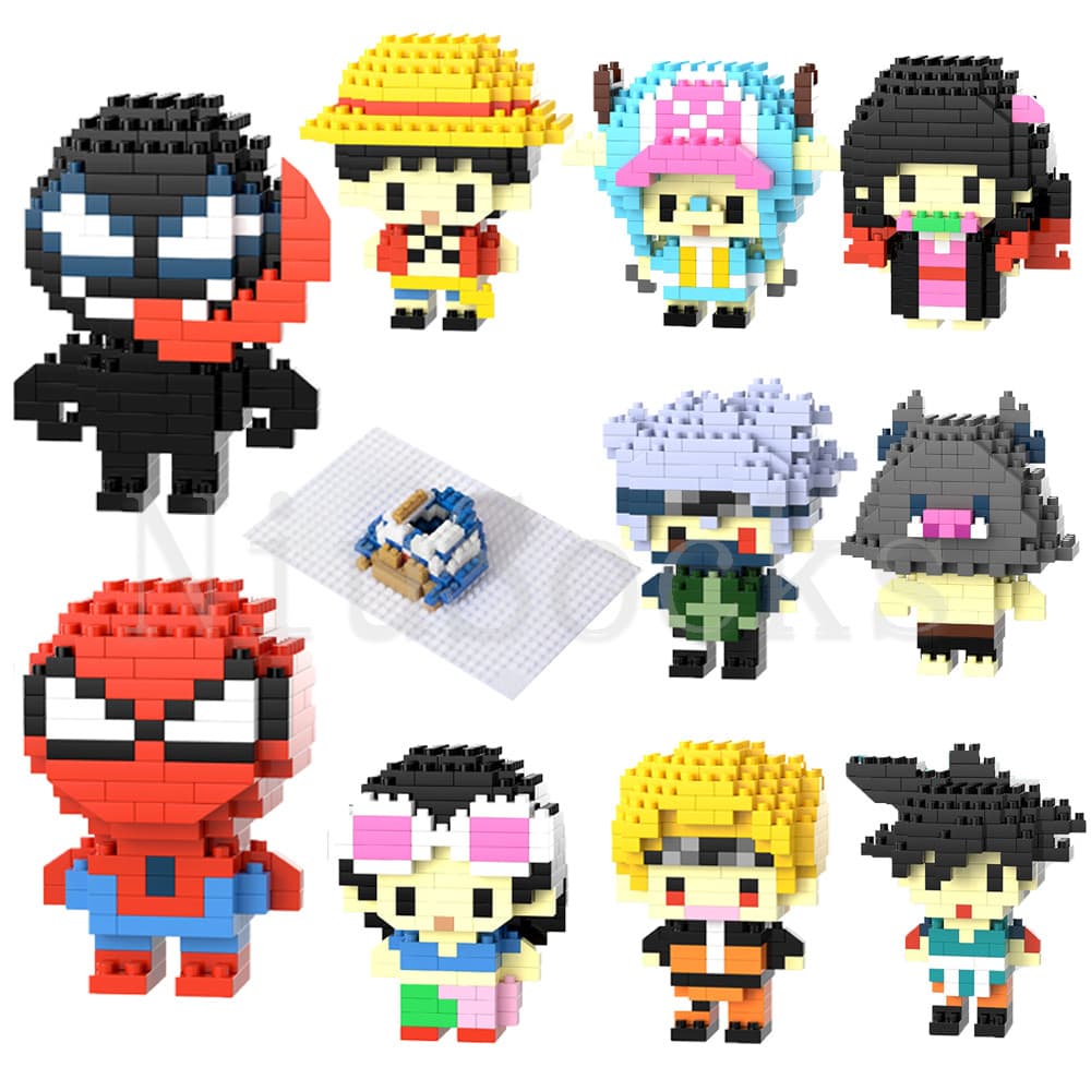 Montagem De Bloco De Construção De Desenhos Animados Brinquedos Educativos Série anime Crianças Boneca Fã Presentes De A