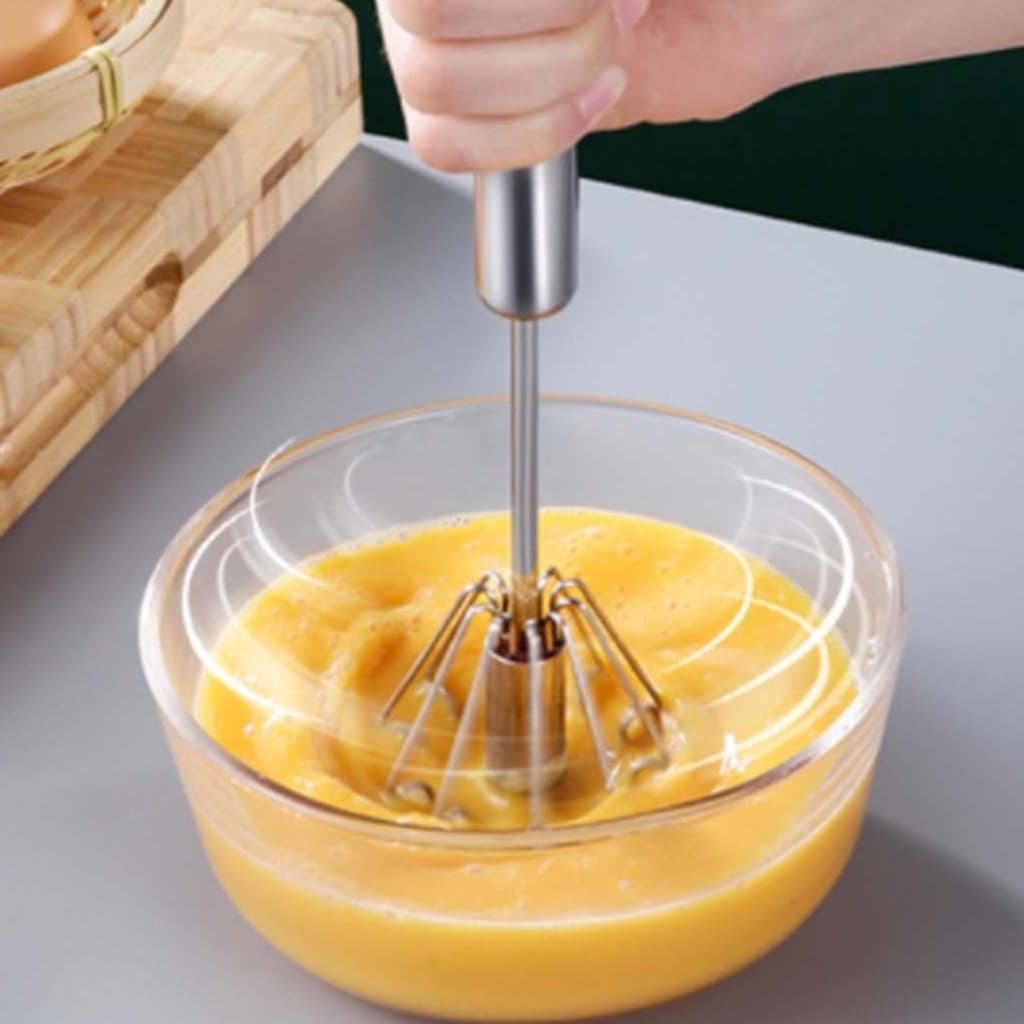Batedor Fue De Claras Ovos Giratório Bolos Cremes De Aço Inox Universal 30cm