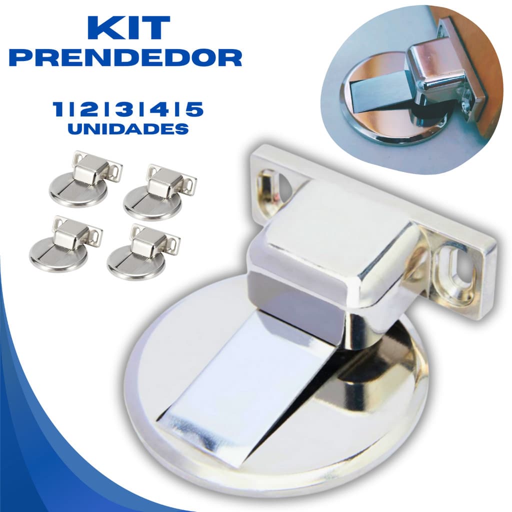 Prendedor Fixador de Porta Magnético Adesivo Slim Inox Cromado Trava Porta Batente de Porta
