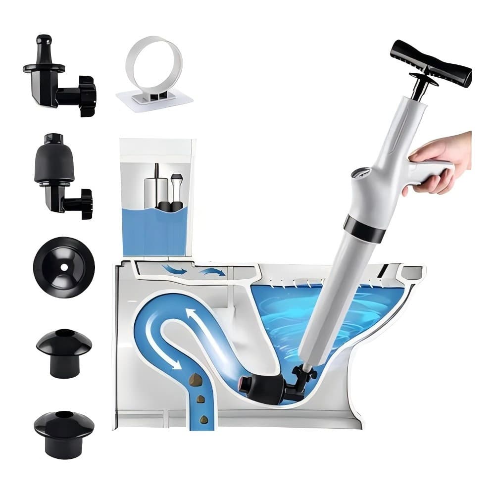 Desentupidor Bomba de Pressão com Manômetro 6BAR Reutilizável, Alta Potência Para Vaso, Pia, Ralo, Banheira