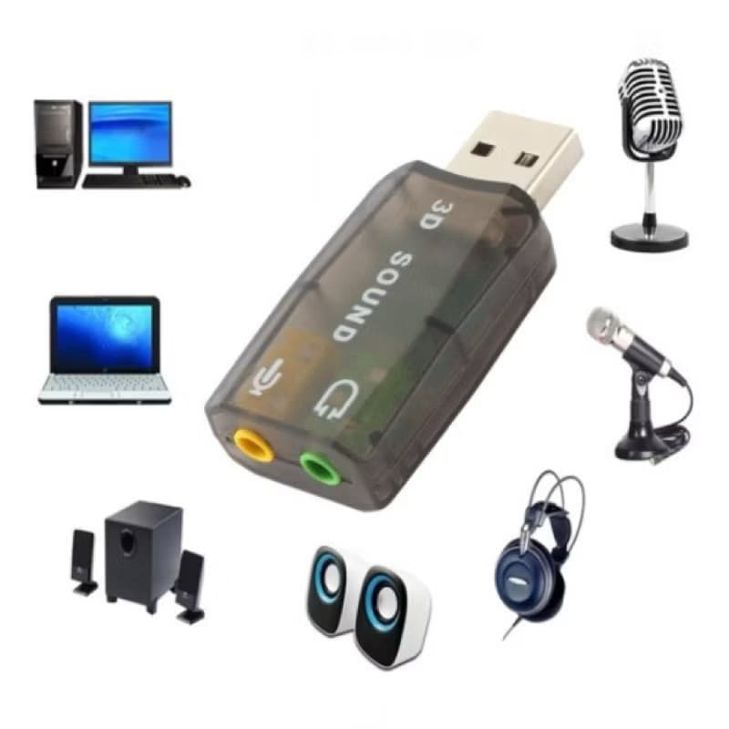 Placa De Som Usb Placa de Aúdio Usb 5.1 Canais P2 Pc Notebook