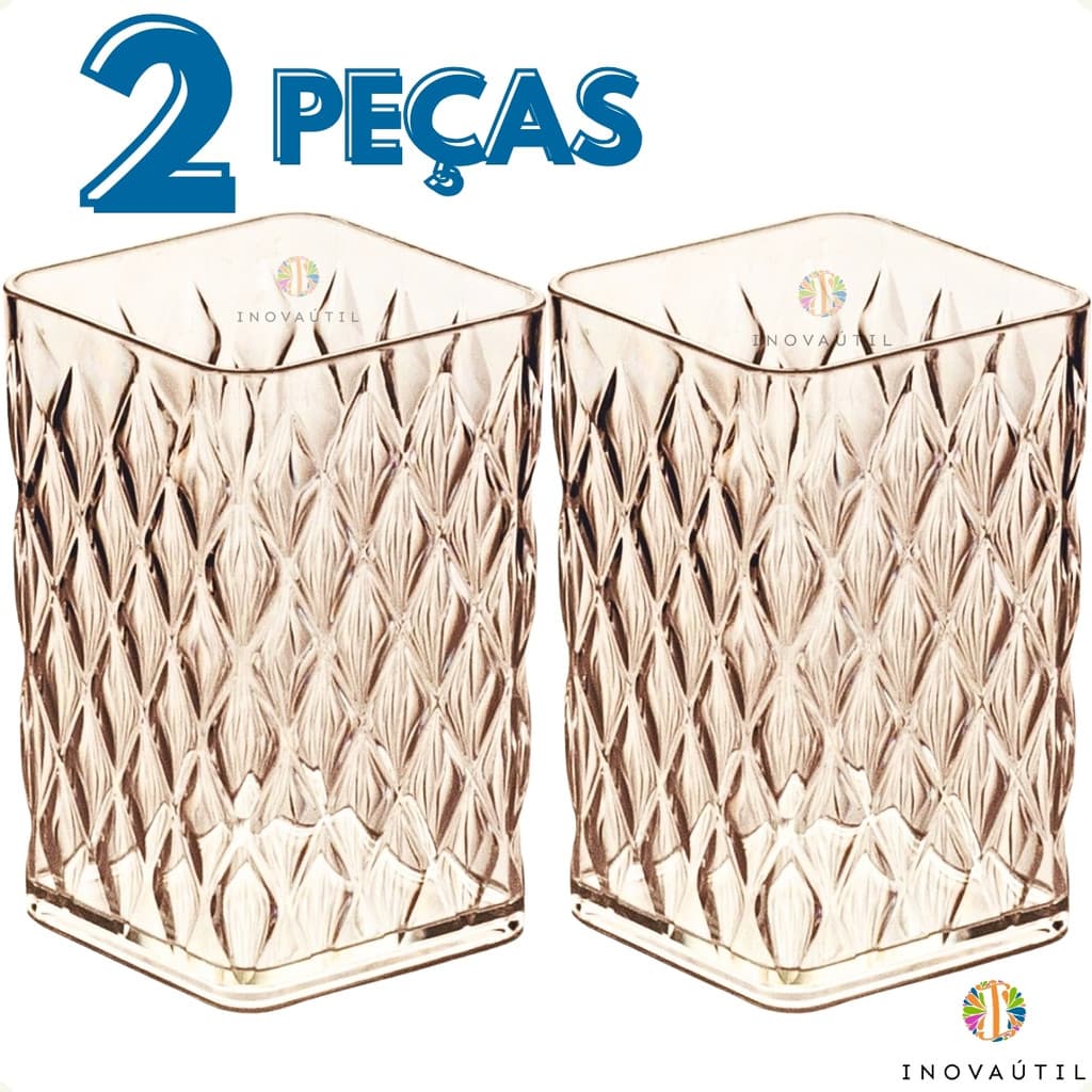 Organizador Multi Uso Porta Pincel de Maquiagem Kit 2 Peças Acessórios Escovas Batom Bancada