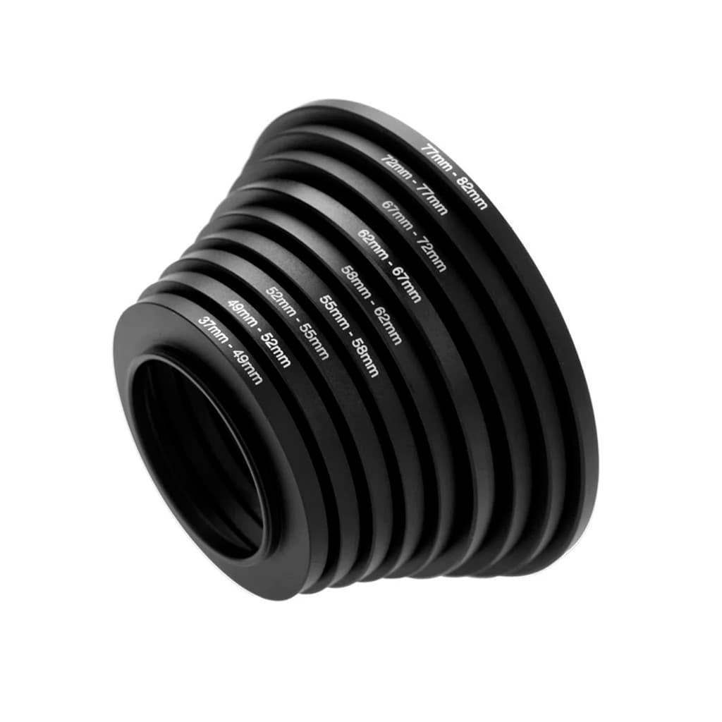 Kit Anel Adaptador StepUp Filtros De Lente 9 peças Aumento Ø