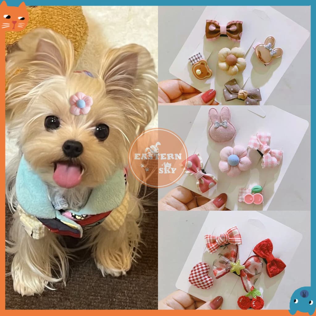 5 Unidades/Pacote Pet Bonito Grampo De Cabelo Pequeno Cão Teddy Yorkshire BB Clipe Filhote De Cachorro Arco