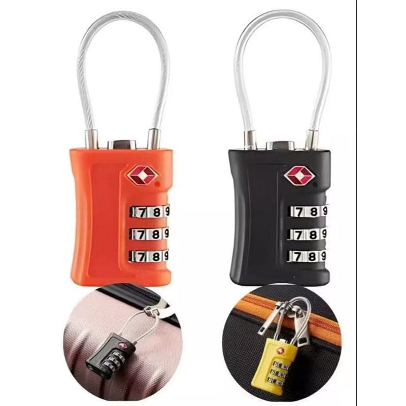 Cadeado TSA Portátil com Segredo Senha Cabo Aço Para Mala Viagens Bagagem Armario Academia