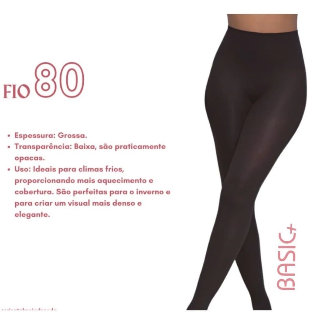 Meia Calça Preta Grossa Fio 80 com Pezinho Moda Frio Inverno