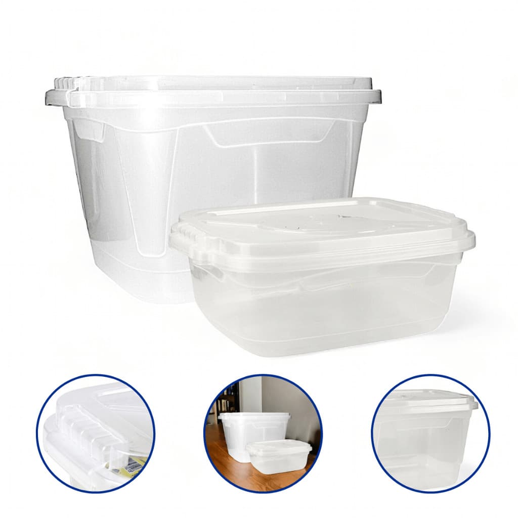 Kit 2 Caixas Organizadoras Transparentes Com Trava de 17L e 5L Multiuso Roupas Documentos Brinquedos