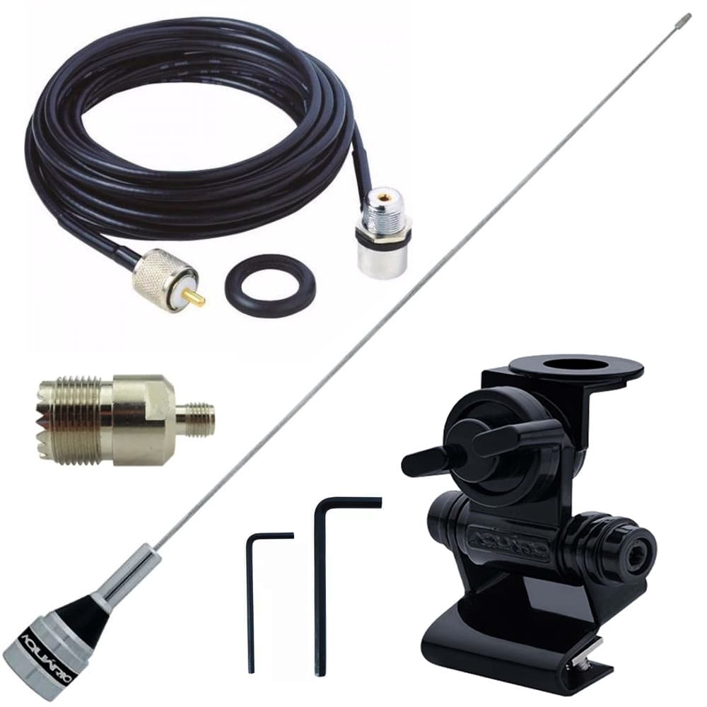 Antena Vhf Uhf 50cm Porta Malas Cabo 5,5m Adaptador Sma Femea Uhf Femea