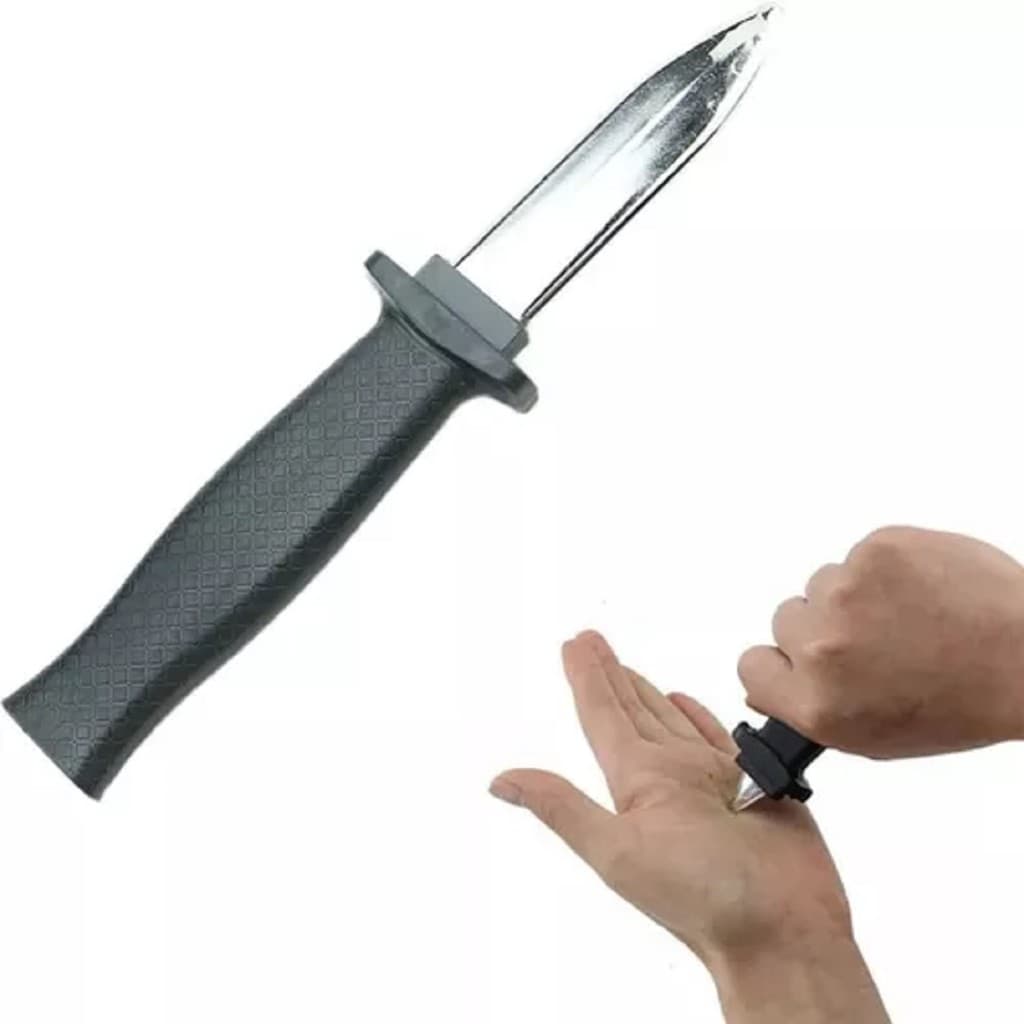 Brinquedo Faca Mágica Falsa Canivete Punhal Maluco Retrátil para Halloween Pegadinhas e Brincadeiras