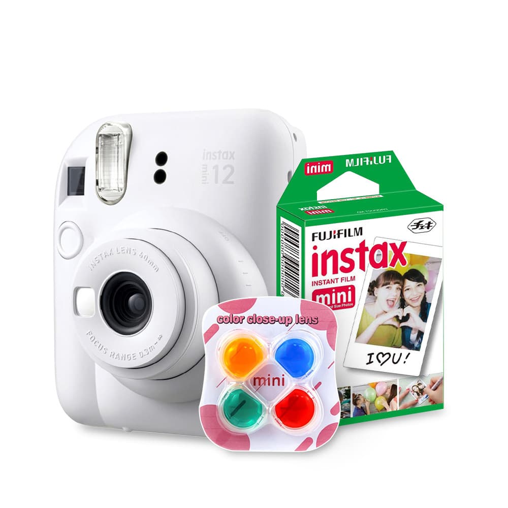 Câmera Instax Mini 12 Branca com Lentes Color Instax Mini 4 cores