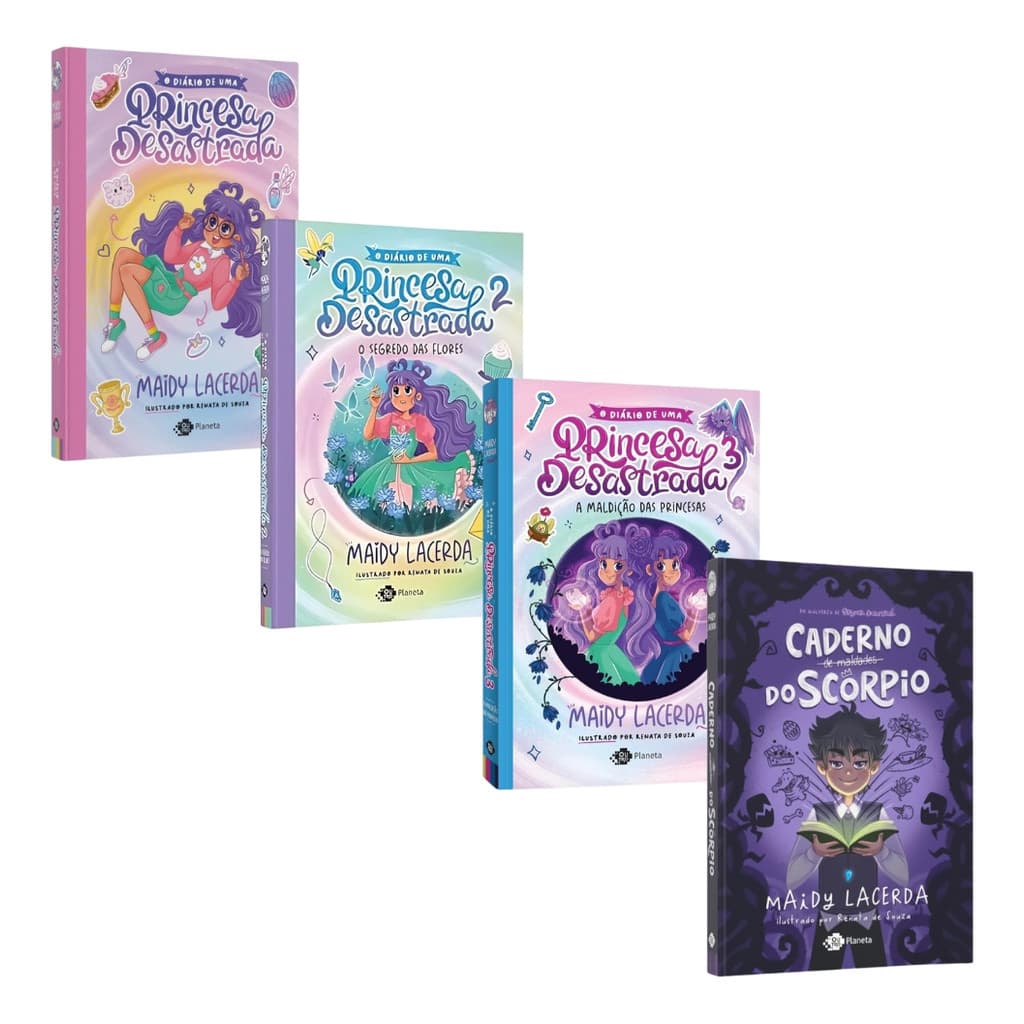 O Diário De Uma Princesa Desastrada: Volume 1 + Volume 2 + Volume 3 + Caderno Scorpio - Maidy Lacerda - Livros Físicos