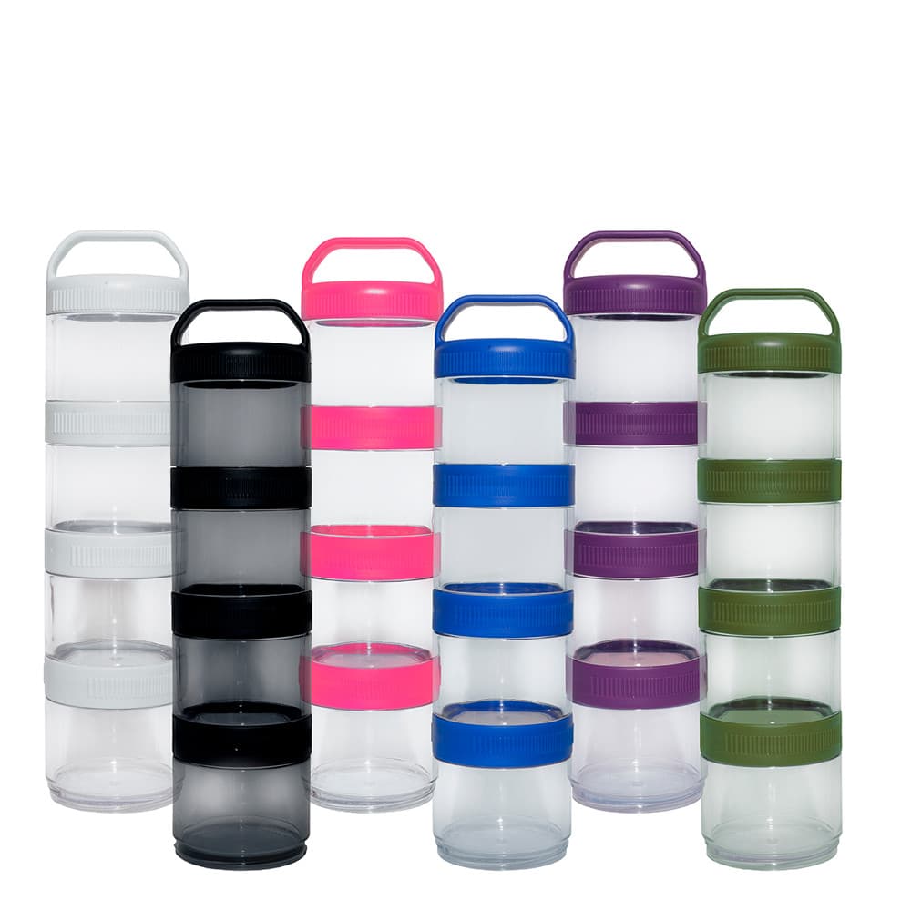 Kit c/ 04 Porta Suplementos Remédio Caps Pó Ração Prottector