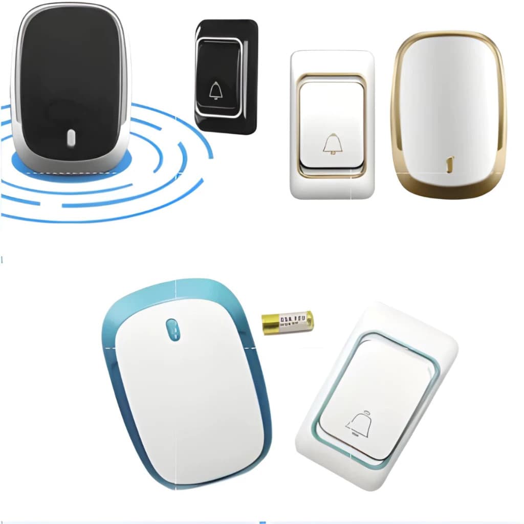 Campainha Externa Sem Fio Com Alcance De Ate 100 M Dourado Preto Azul Claro TOP