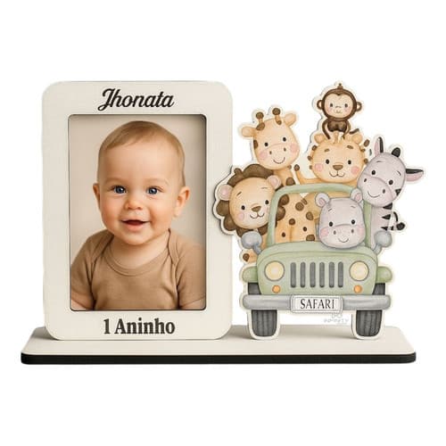 Kit 10 Mini Porta Retrato 10x15 Modelo Safari Mdf Branco