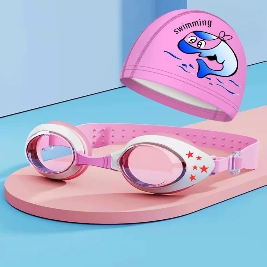 Kit Natação Infantil com Óculos Estojo e Touca Coleção Estrelas