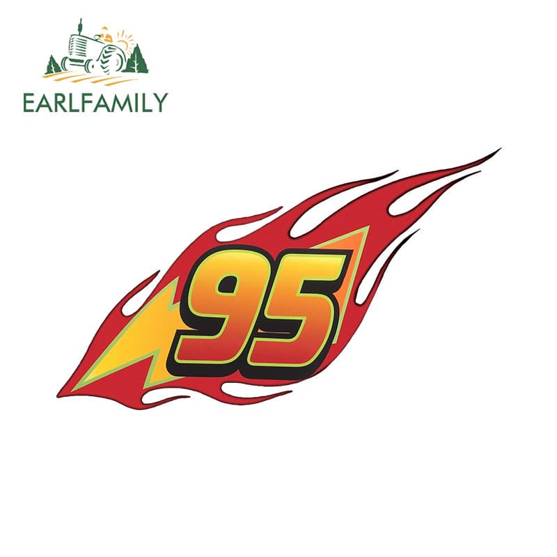 EARLFAMILY 13cm Relâmpago McQueen Logotipo Adesivos De Carro Motocicleta Pára-Brisa Traseiro Personalidade Decalques À P