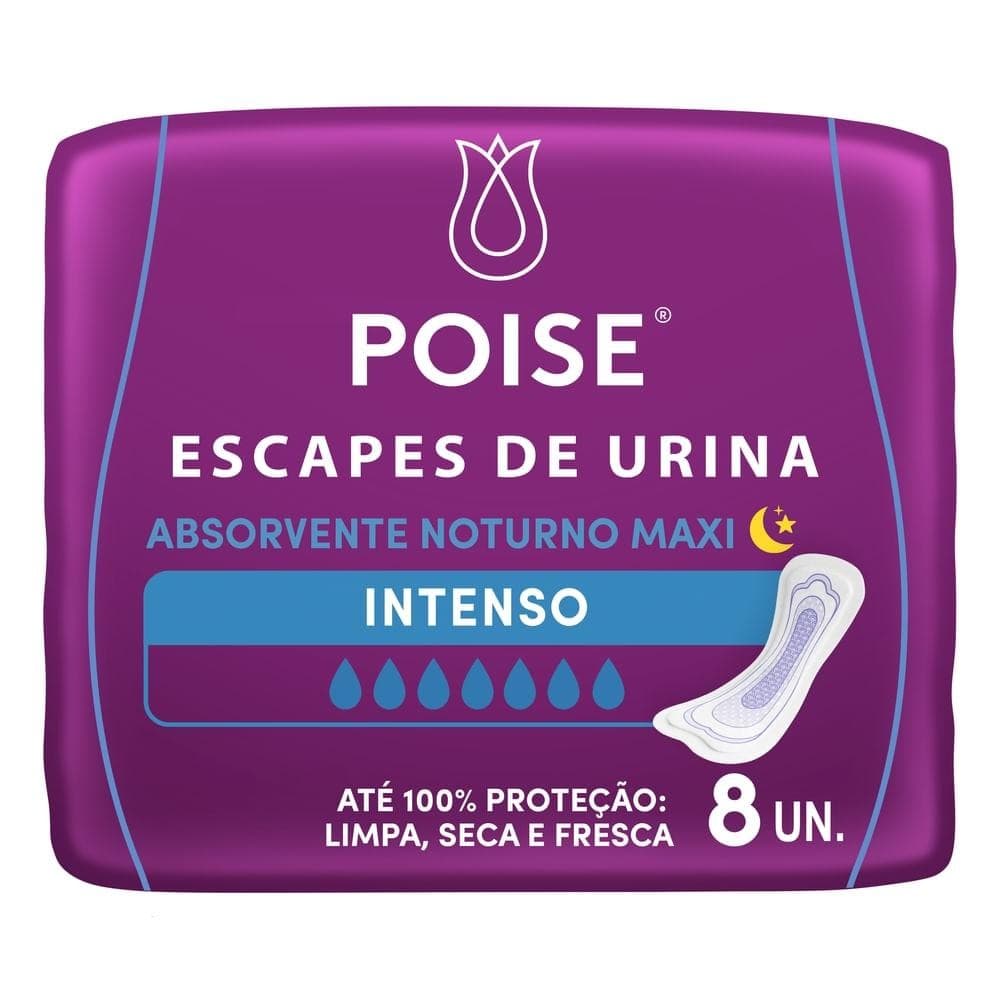 Absorvente Poise Escapes De Urina Noturno Maxi Intenso Com 8