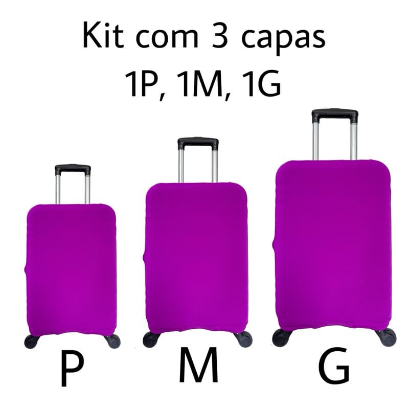 Kit com 3 capas de mala de viagem