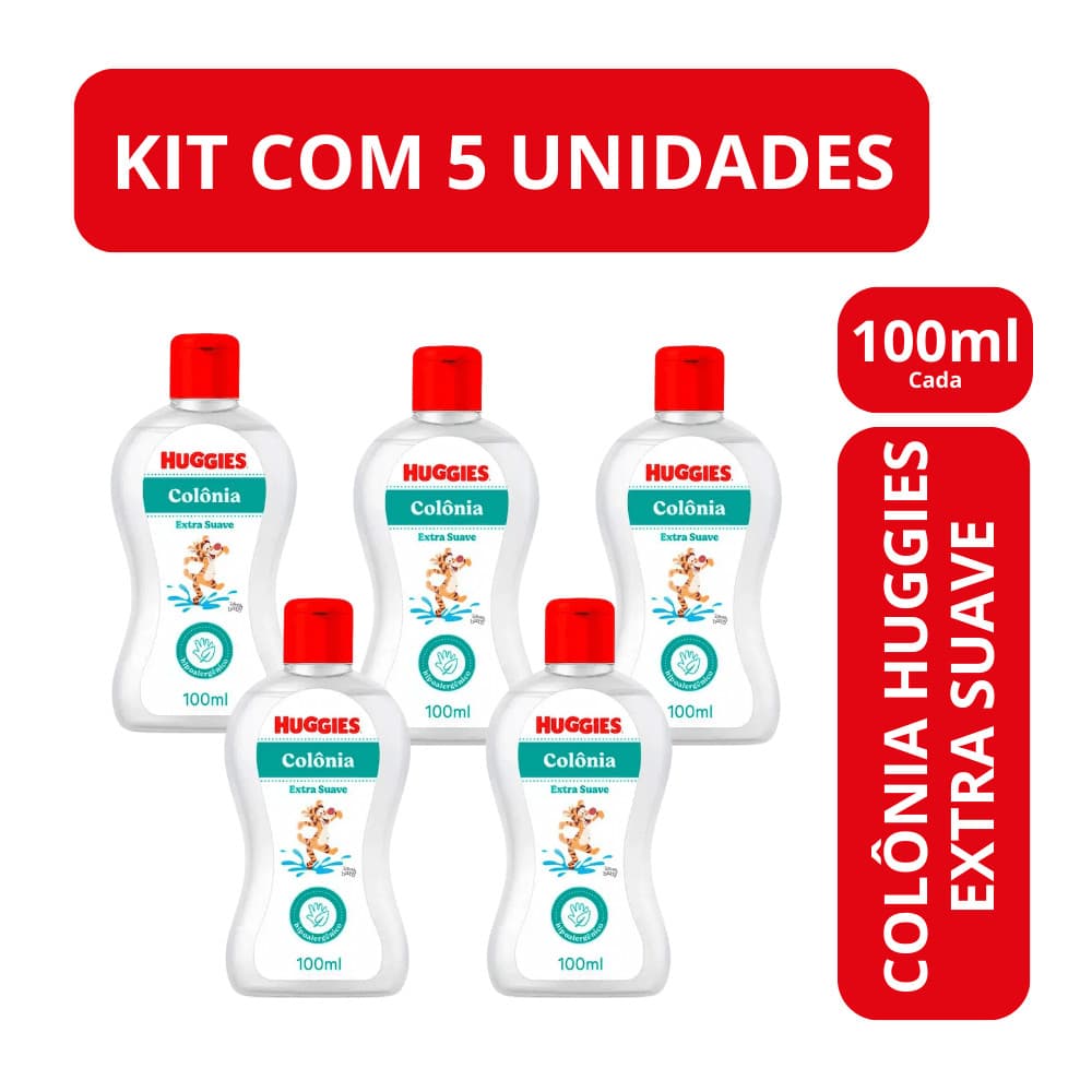 Kit 05 Un - Colônia Perfume De Bebê Infantil Huggies Extra Suave 100ml