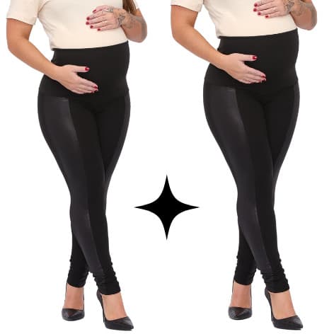 KIT 2 Calças Montaria Gestante Legging Montaria Cirre Maternidade Pretas Super Zero Transparencia