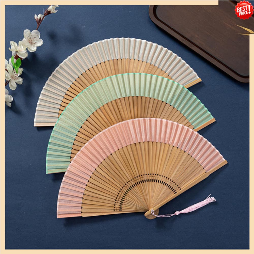 Leque Dobrável De Cor Sólida De Alta Qualidade , Leques De Bambu Chineses , Festa De Casamento , Dança , De Mão , Vintag